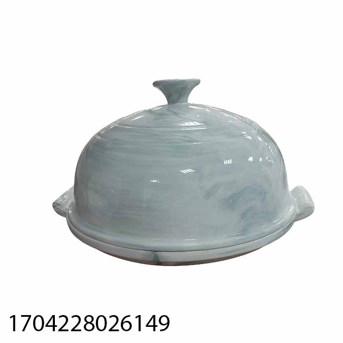 1704228026149.png CERAMIC ROUND TRAY W/COVER-33X26.5X17-L-047 - Image 1