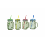 4 PCS GLASS JUICE JAR SET W/STRAW-SG