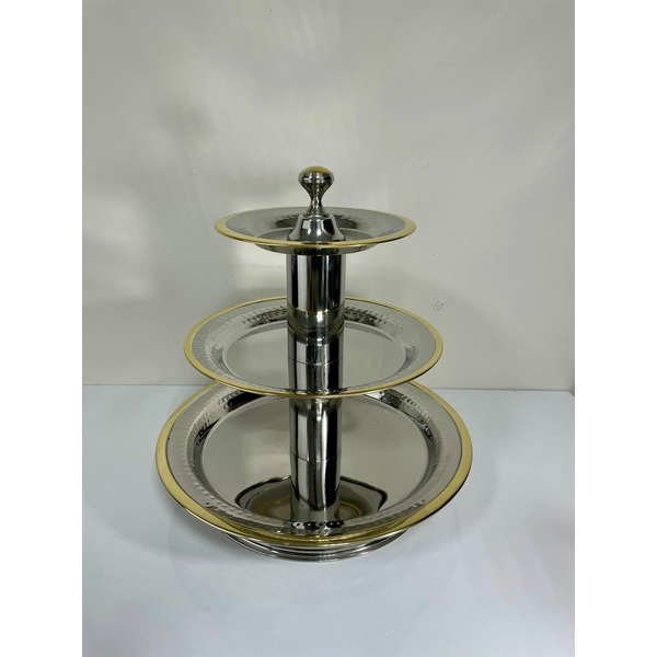 1849228020161.png 3 LAYER S/STEEL SWEET STAND-GOLD-35/45/55CM - Image 1