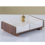 ACRYLIC+WOODEN PARTITION CANDY BOX W/COVER-27.5X16.5X7