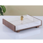 ACRYLIC+WOODEN PARTITION CANDY BOX W/COVER-32.5X26.5X7