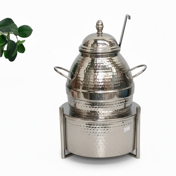 2663228110001.png S/STEEL JARRA PHOOL WITH STAND AND SPOON-1L-SILVER - Image 1