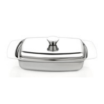 S/STEEL BUTTER DISH BIG W/COVER