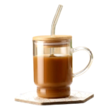 GLASS JUICE CUP W/STRAW-450ML