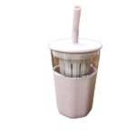 GLASS JUICE CUP W/STRAW-450ML