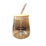 GLASS JUICE CUP W/STRAW-450ML