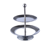 S/STEEL 2 TIER CAKE TRAY W/STAND-(19.5+24.5)*28.5