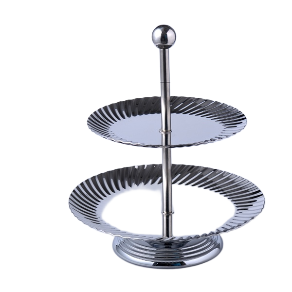 1012480001242.png S/STEEL 2 TIER CAKE TRAY W/STAND-(19.5+24.5)*28.5 - Image 1