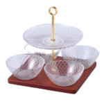 5-PART GLASS BOWL W/STAND-23.5X23