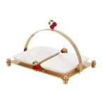 2 PCS CERAMIC PLATE W/METAL HOLDER SET-31.5X23.5X20.5CM