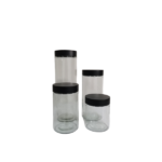 4PCS CLEAR GLASS BOTTLE W/BLACK LID