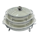 CERAMIC BAKING DISH W/STAND & COVER-11.5