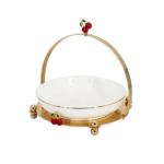 CERAMIC CANDY BOWL W/METAL HOLDER-30X29.5X28CM